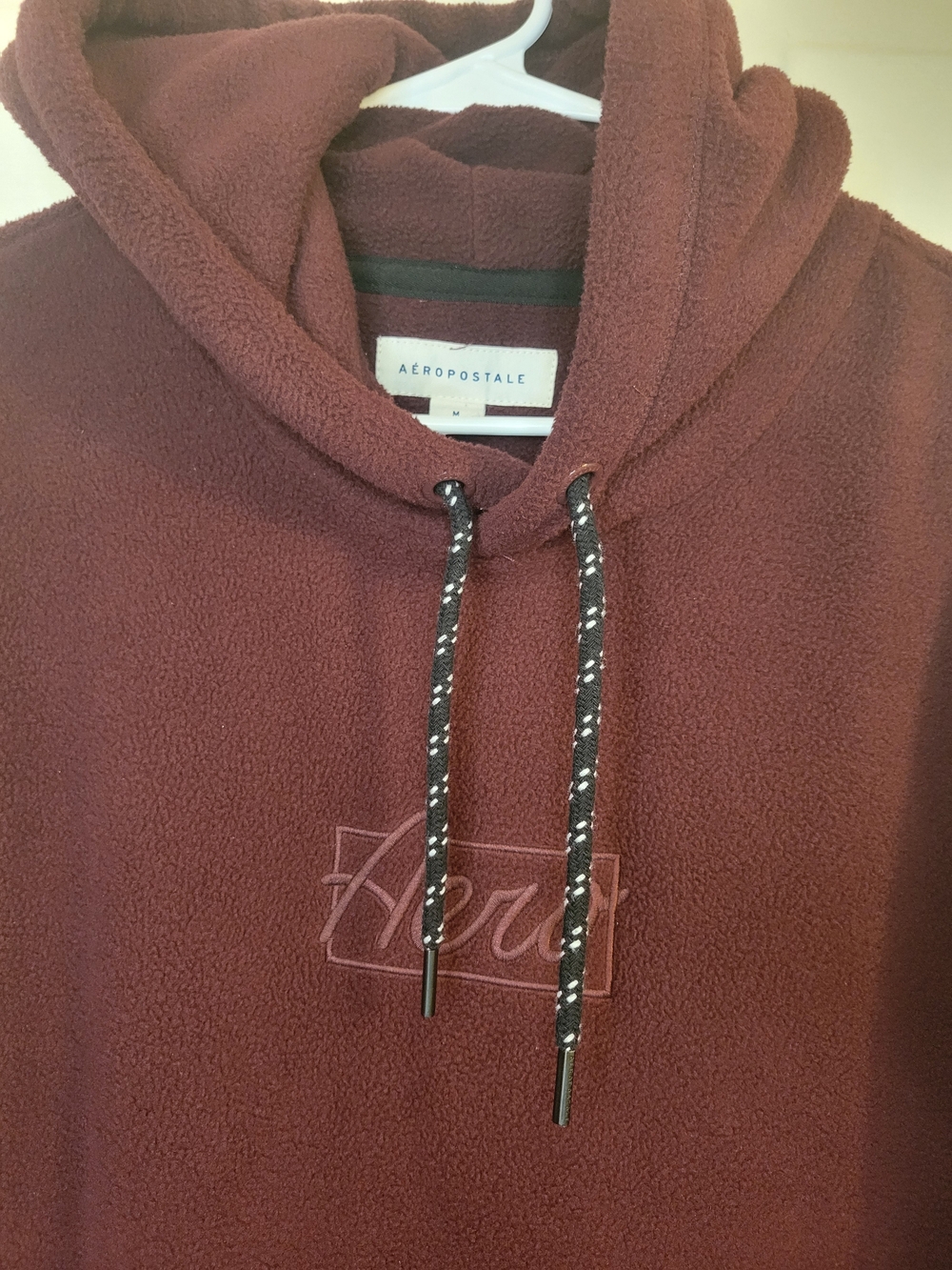 Aeropostale Men's Hooded Fleece Pullover - Deep Wine - Picture 4 of 8